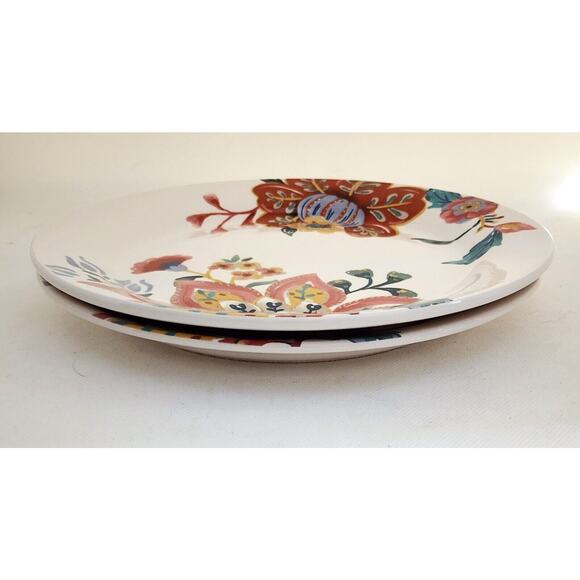 Plates-Pier 1-Salad/Dessert-Floral-Cream with Coral Flowers-Buffet-Set of 2 - Picture 6 of 8